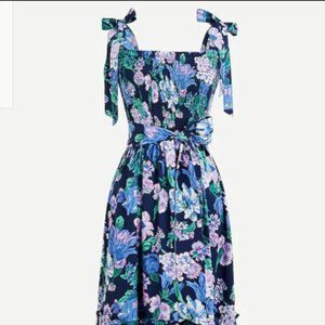 NWT J. Crew Smocked tie-shoulder Maxi dress